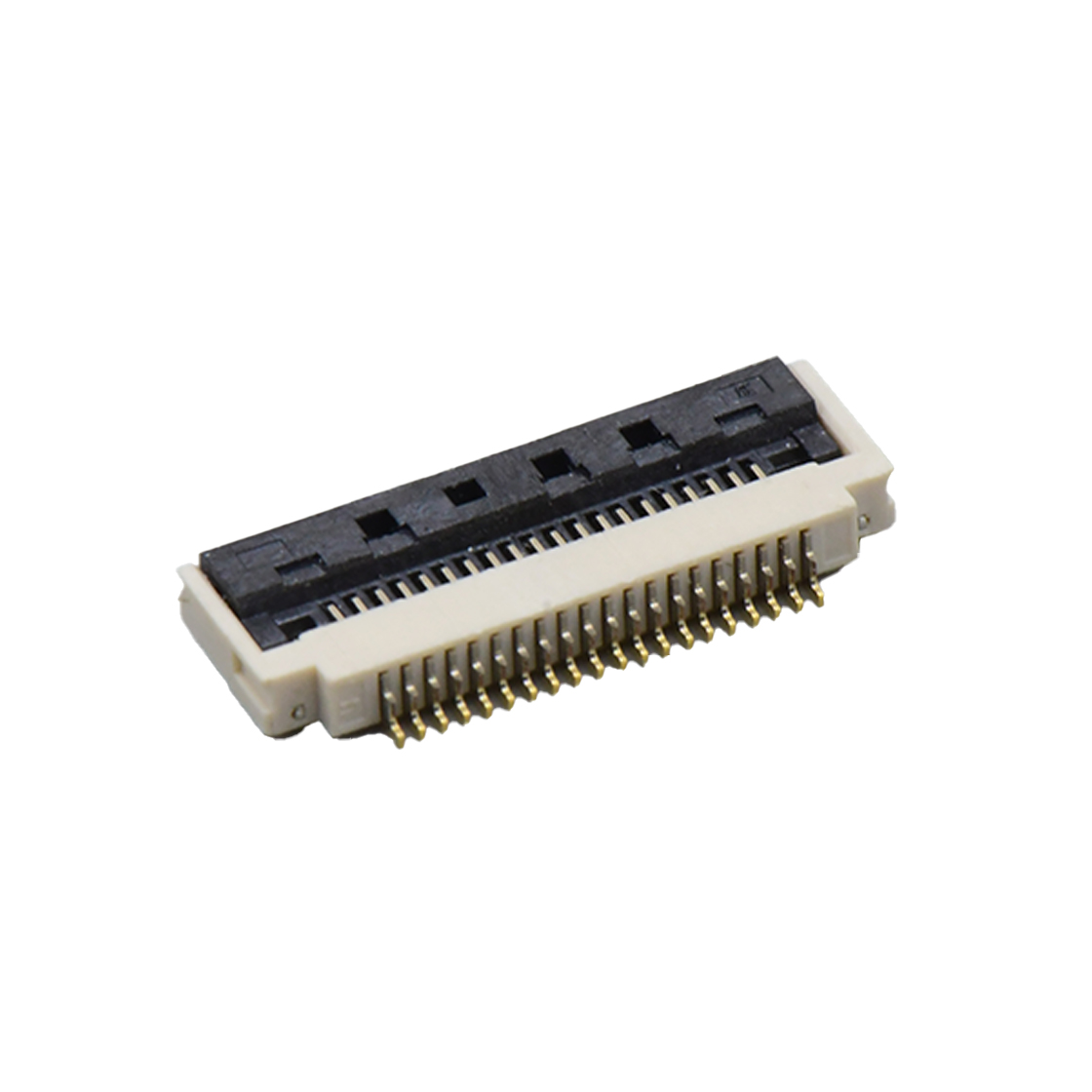 F0507 FPC FFC连接器Pitch 0.50mm 90°H2.00mm 前掀盖下接触带蝴蝶扣卧贴 FPC 20Pin本色 镀半金1U",镍